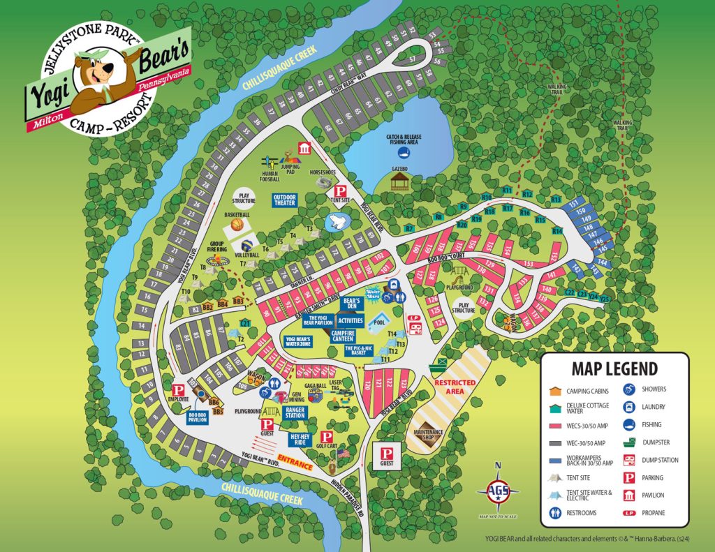 Park Map Yogi Bear’s Jellystone Park Camp Resort Milton PA